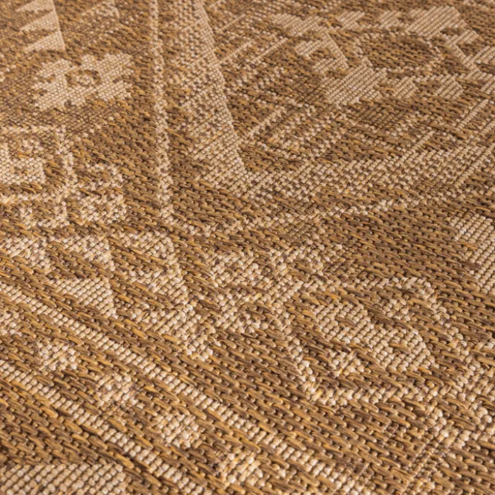 Garten Teppich Jute - Mavi Medaillon Creme Braun