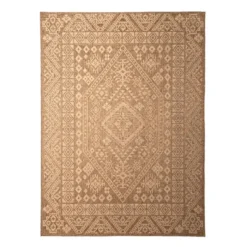 Garten Teppich Jute - Mavi Medaillon Creme Braun