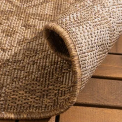 Garten Teppich Jute - Mavi Medaillon Creme Braun