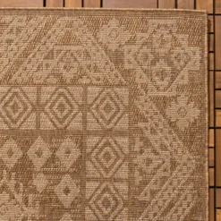 Garten Teppich Jute - Mavi Medaillon Creme Braun