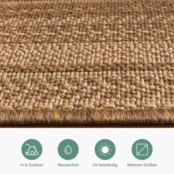 Garten Teppich Jute - Mavi Stripes Creme Braun