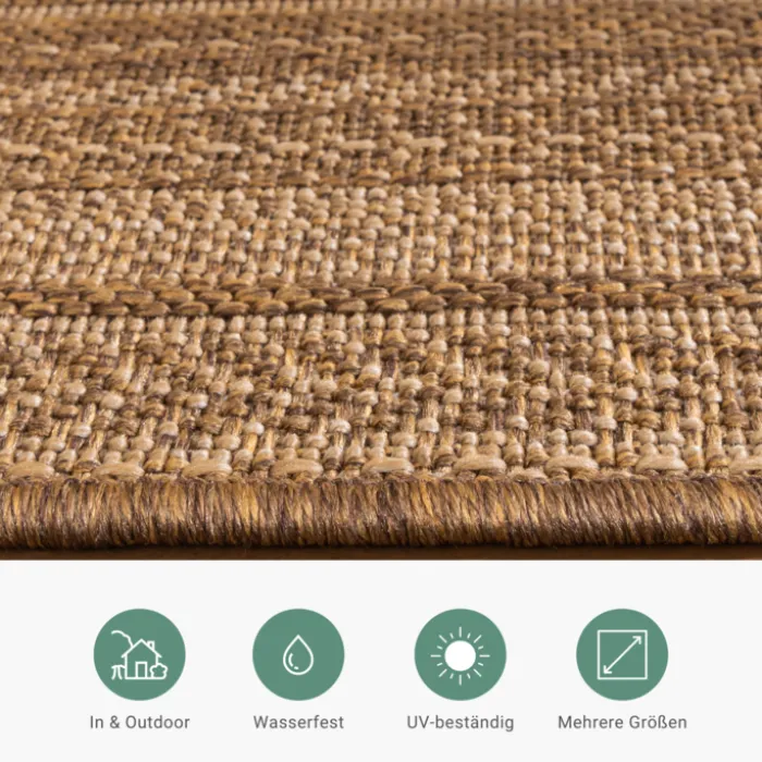 Garten Teppich Jute - Mavi Stripes Creme Braun