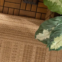 Garten Teppich Jute - Mavi Stripes Creme Braun