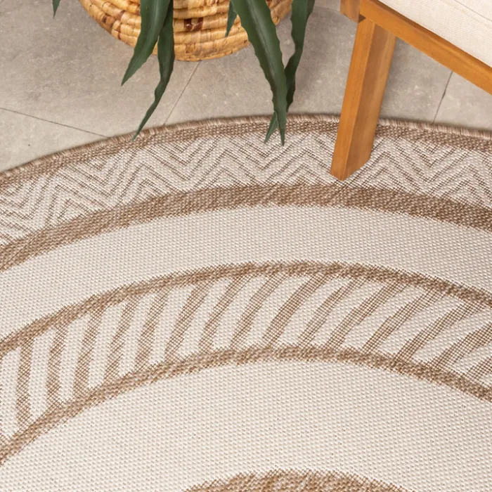 Garten Teppich Rund - Nusa Medallion Beige Creme