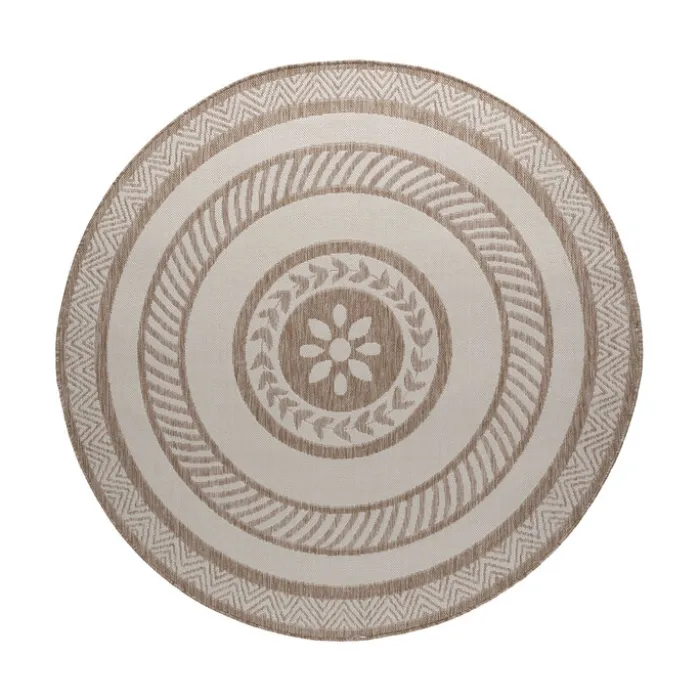 Garten Teppich Rund - Nusa Medallion Beige Creme