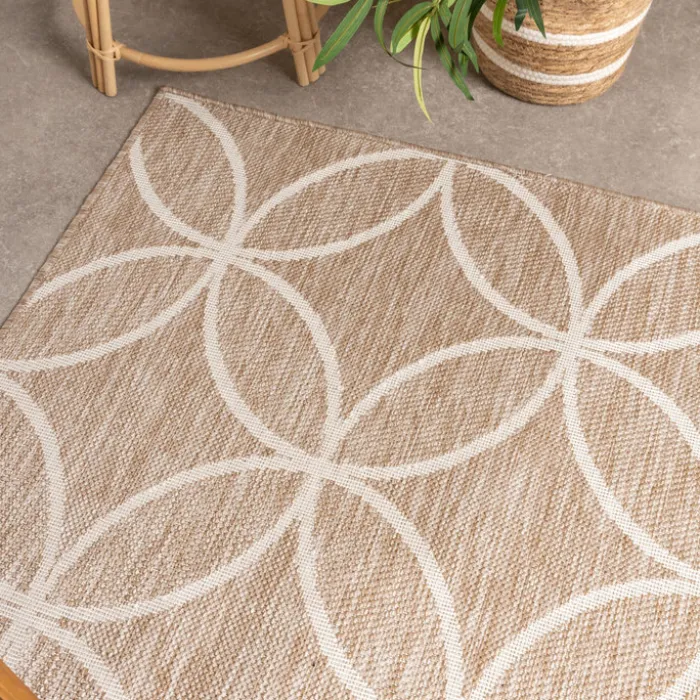 Geometrischer Outdoor Teppich - Faro Ripple Beige