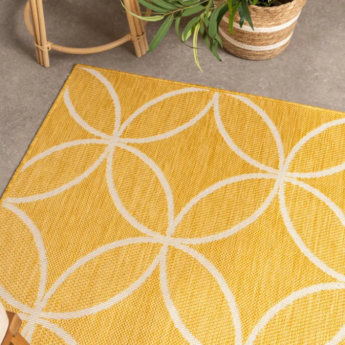 Geometrischer Outdoor Teppich - Faro Ripple Gelb