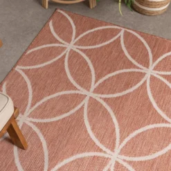 Geometrischer Outdoor Teppich - Faro Ripple Rosa