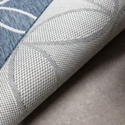 Geometrischer Outdoor Teppich - Faro Ripple Blau