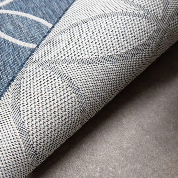 Geometrischer Outdoor Teppich - Faro Ripple Blau