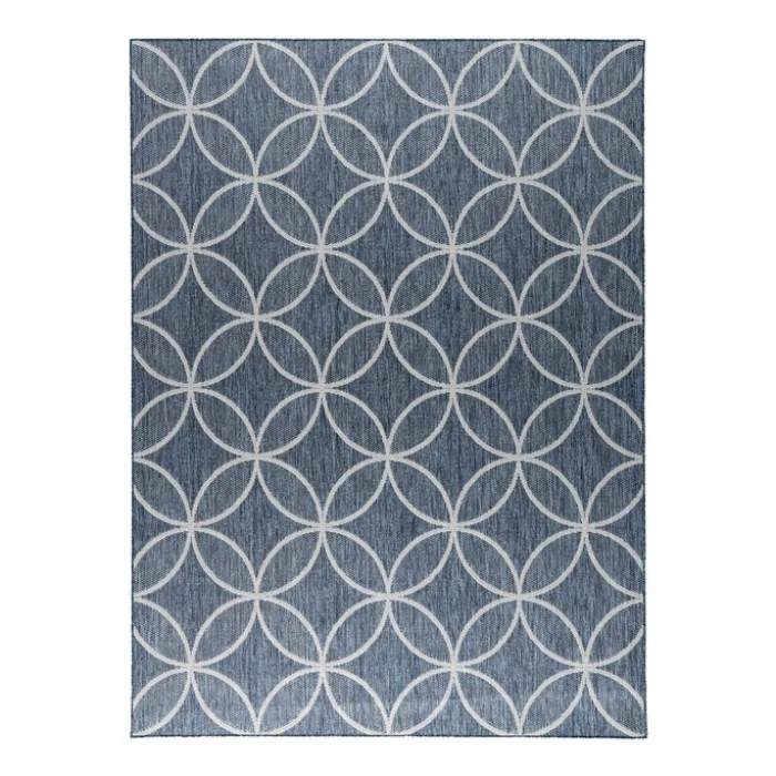 Geometrischer Outdoor Teppich - Faro Ripple Blau