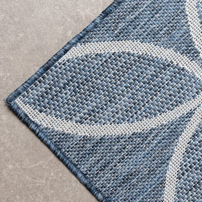 Geometrischer Outdoor Teppich - Faro Ripple Blau
