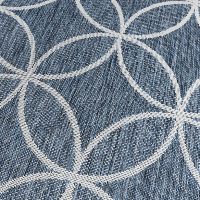 Geometrischer Outdoor Teppich - Faro Ripple Blau