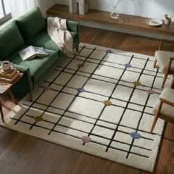 Geometrischer Teppich - Brunello Dots Bunt
