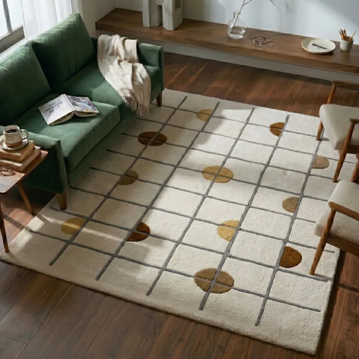 Geometrischer Teppich - Brunello Circles Gelb