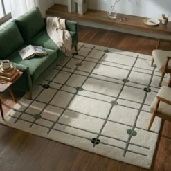 Geometrischer Teppich - Brunello Dots Grün