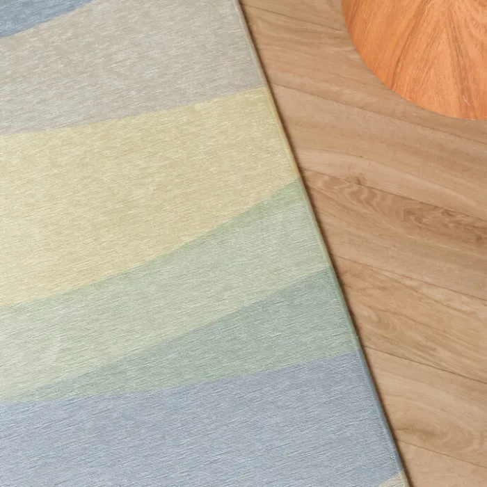 Geometrischer Teppich - Swing Waves Blau Grün