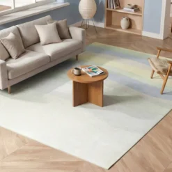 Geometrischer Teppich - Swing Waves Blau Grün