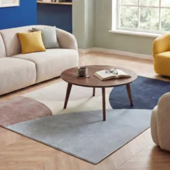 Geometrischer Teppich - Swing Circles Blau Braun