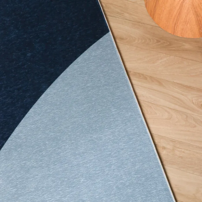 Geometrischer Teppich - Swing Circles Blau Braun