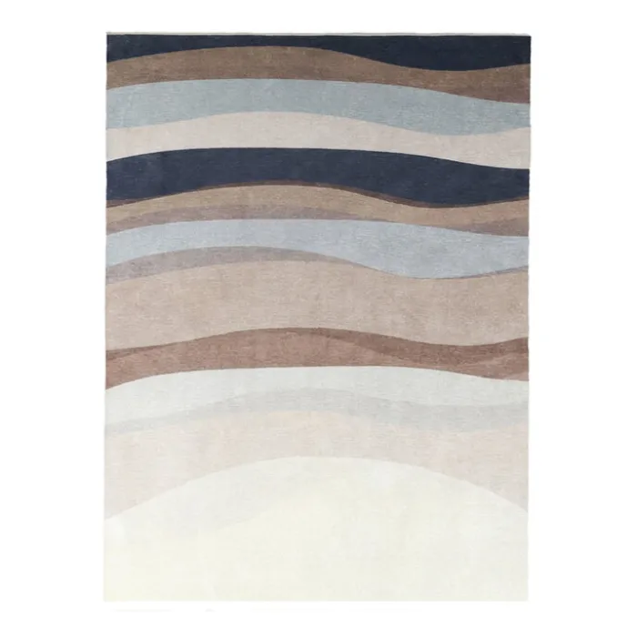 Geometrischer Teppich - Swing Waves Blau Braun