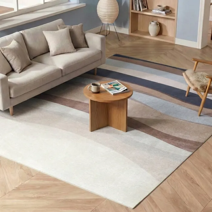 Geometrischer Teppich - Swing Waves Blau Braun