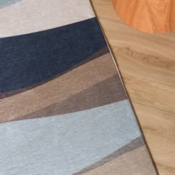 Geometrischer Teppich - Swing Waves Blau Braun