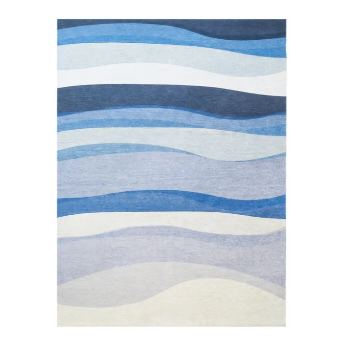 Geometrischer Teppich - Swing Waves Blau