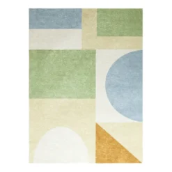 Geometrischer Teppich - Swing Shapes Blau Grün