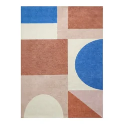 Geometrischer Teppich - Swing Shapes Blau Rosa