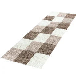 Hochflor Läufer - Cube Mokka - 80x250cm