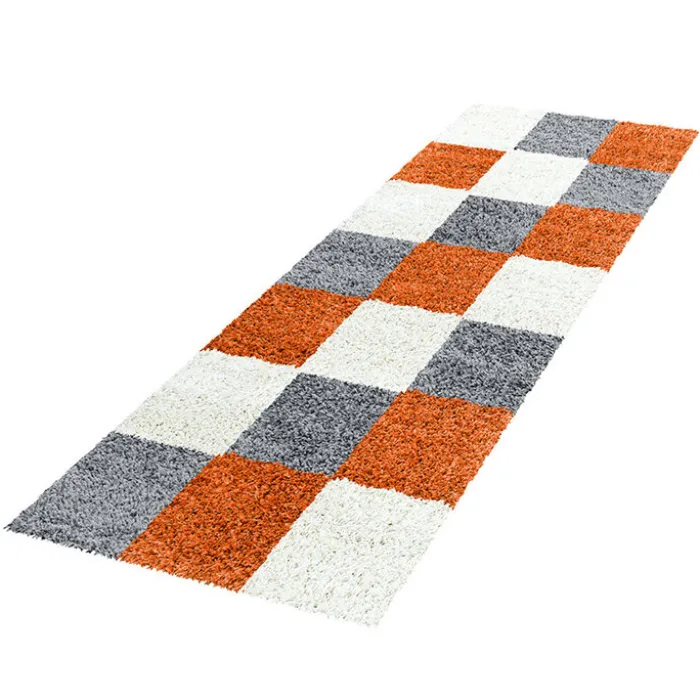 Hochflor Läufer - Cube Terrakotta - 80x250cm
