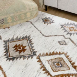 Hochflor Teppich - Blend Aztec Creme Bunt