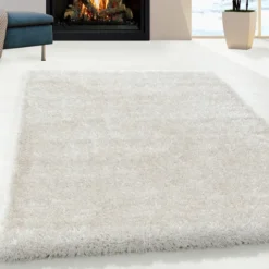 Hochflor Teppich - Blushy Creme Weiß