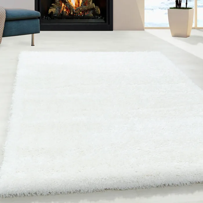 Hochflor Teppich - Blushy Weiß