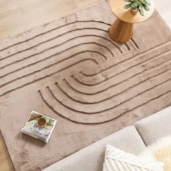Hochflor Teppich - Carvy Curves Taupe