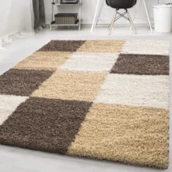 Hochflor Teppich - Cube Mokka