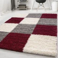 Hochflor Teppich - Cube Rot