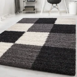 Hochflor Teppich - Cube Schwarz