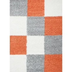 Hochflor Teppich - Cube Terrakotta