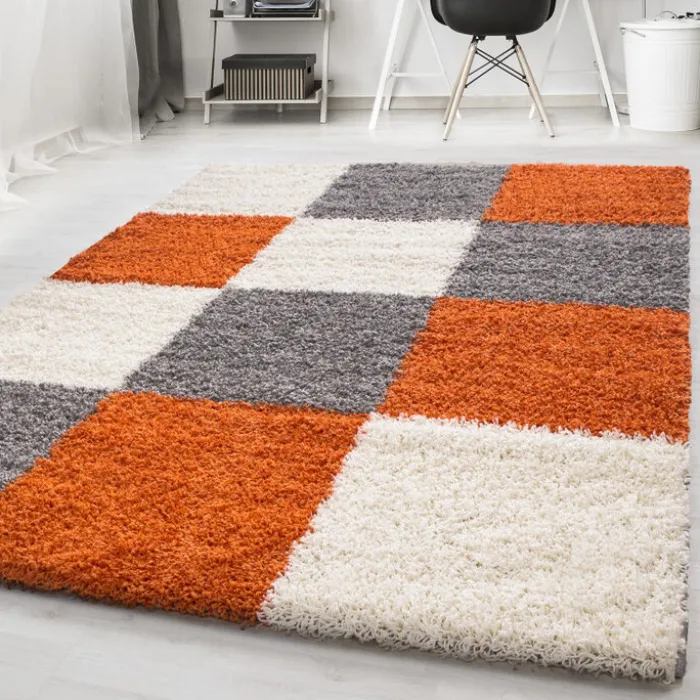 Hochflor Teppich - Cube Terrakotta