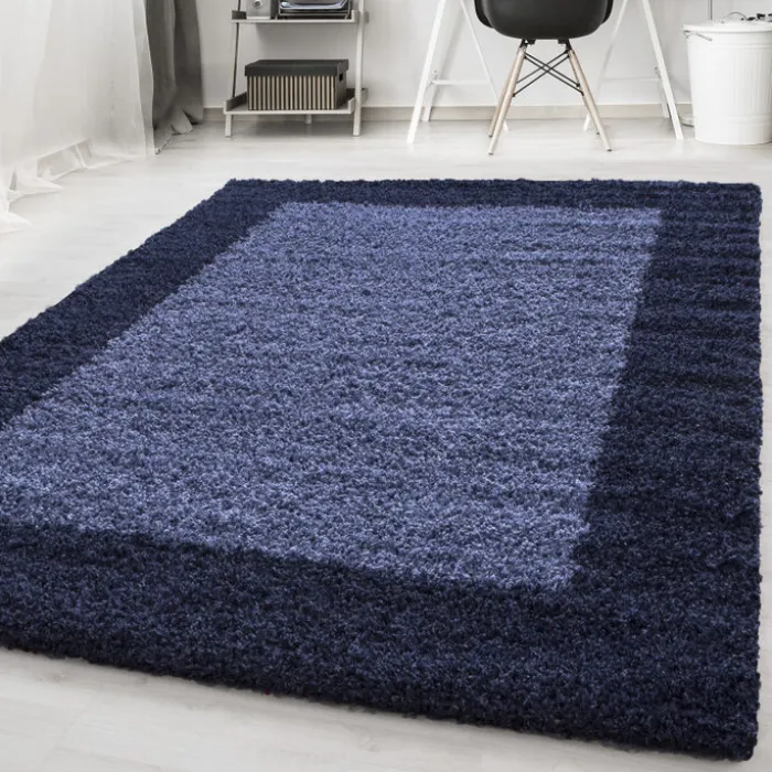 Hochflor Teppich - Edge Blau