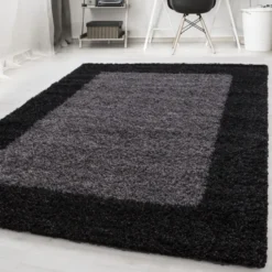 Hochflor Teppich - Edge Schwarz