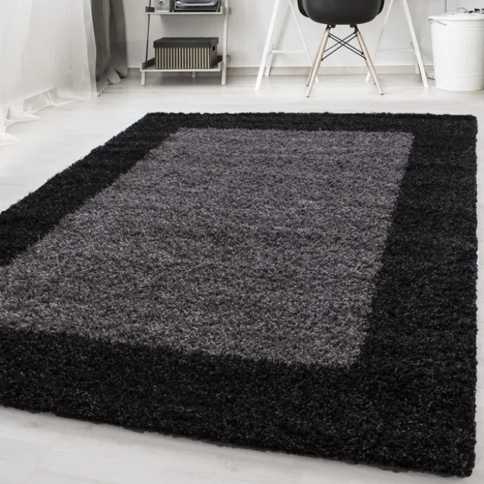 Hochflor Teppich - Edge Schwarz