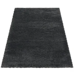 Hochflor Teppich - Fuzzy Dunkelgrau