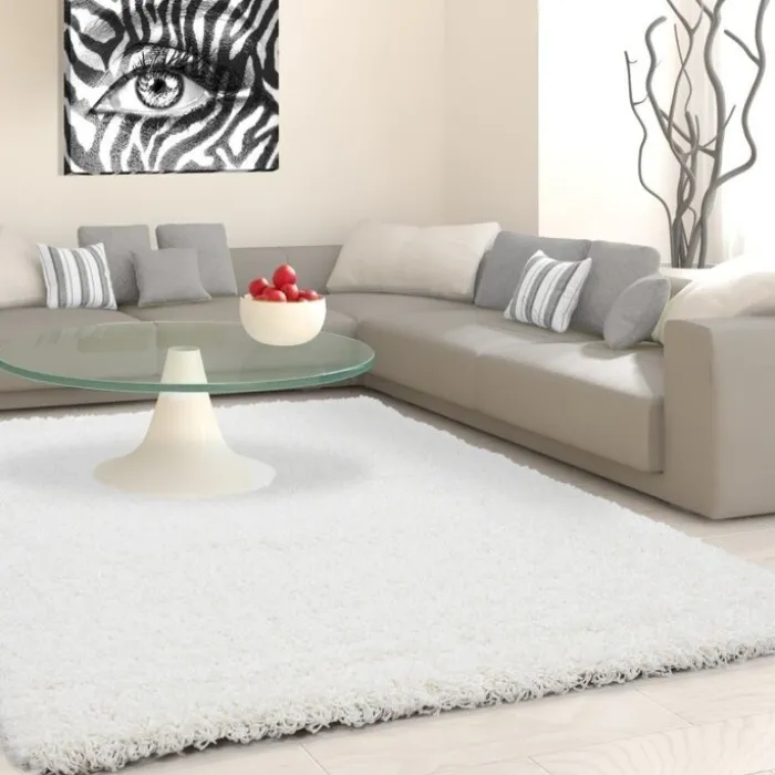 Hochflor Teppich - Life Creme Weiß