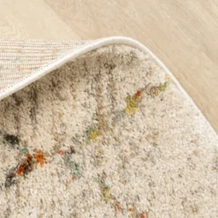 Hochflor Teppich Rund - Blend Lines Creme Bunt