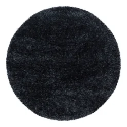 Hochflor Teppich Rund - Blushy Schwarz Meliert