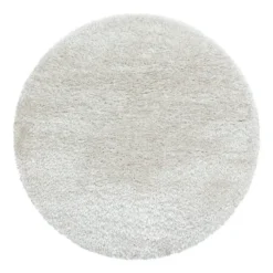Hochflor Teppich Rund - Blushy Creme Weiß