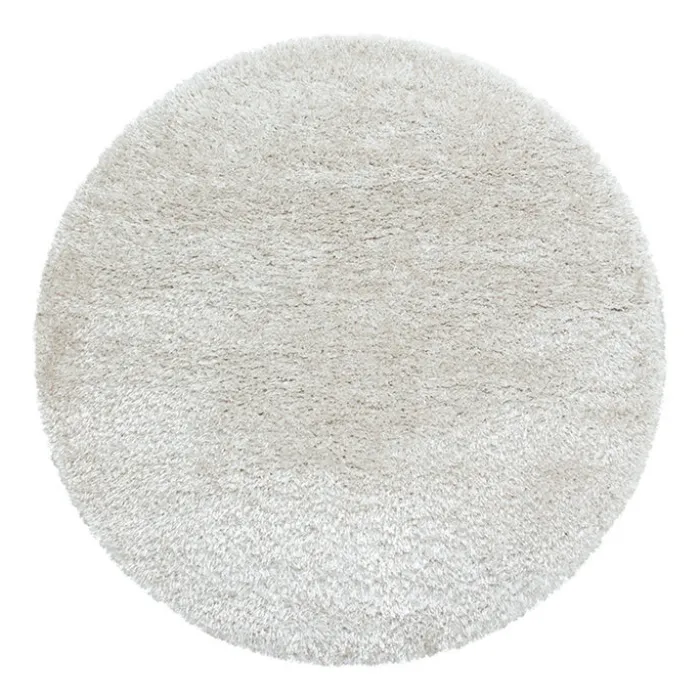 Hochflor Teppich Rund - Blushy Creme Weiß
